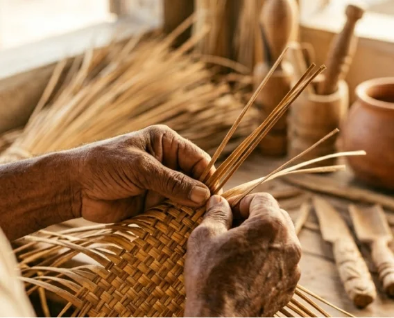 foto de mãos fazendo artesanato